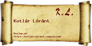 Kotlár Lóránt névjegykártya